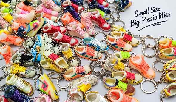 Colorful 3D miniature sneaker keychains in several styles